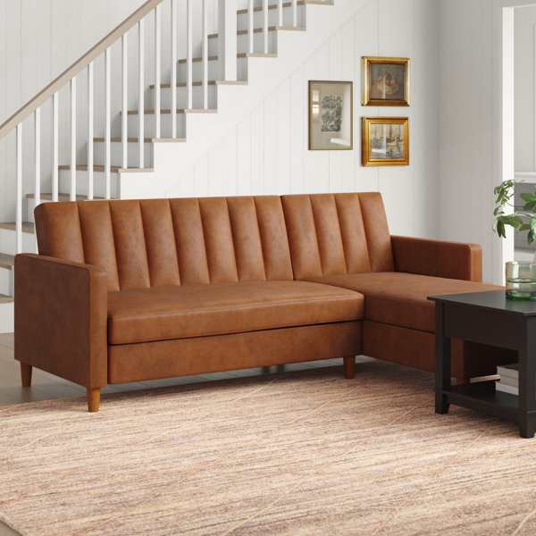 Sand & Stable Allison 84" Wide Faux Leather Reversible Sleeper Sofa